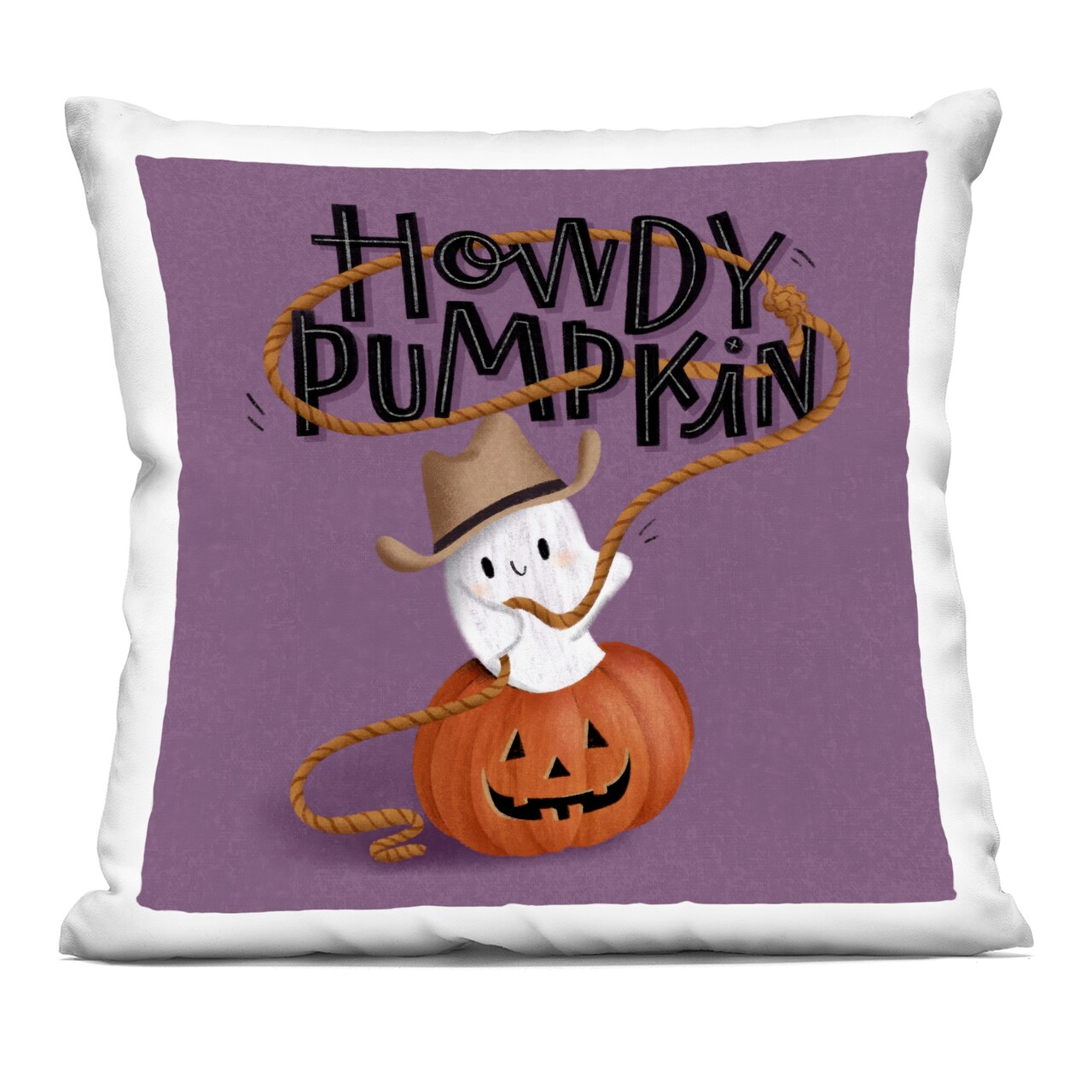 Stupell Industries Howdy Pumpkin Western Ghost Decorative Printed Pillow design by Sarah Hickman, 18 x 7 x 18